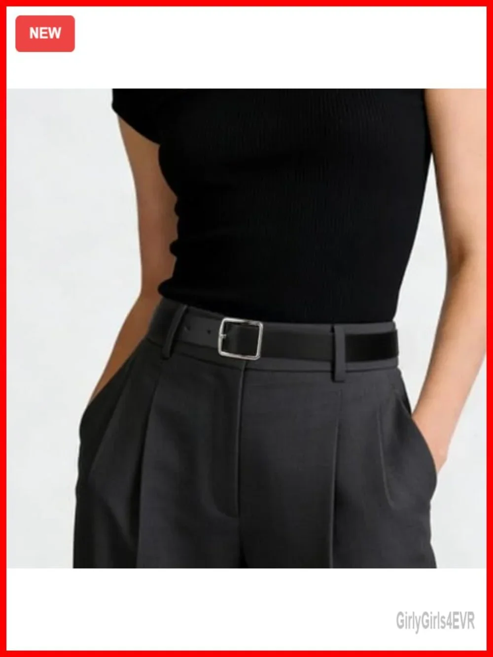 Women's Leather Belt Square Gold Buckle Waist Belt for Jeans Dresses